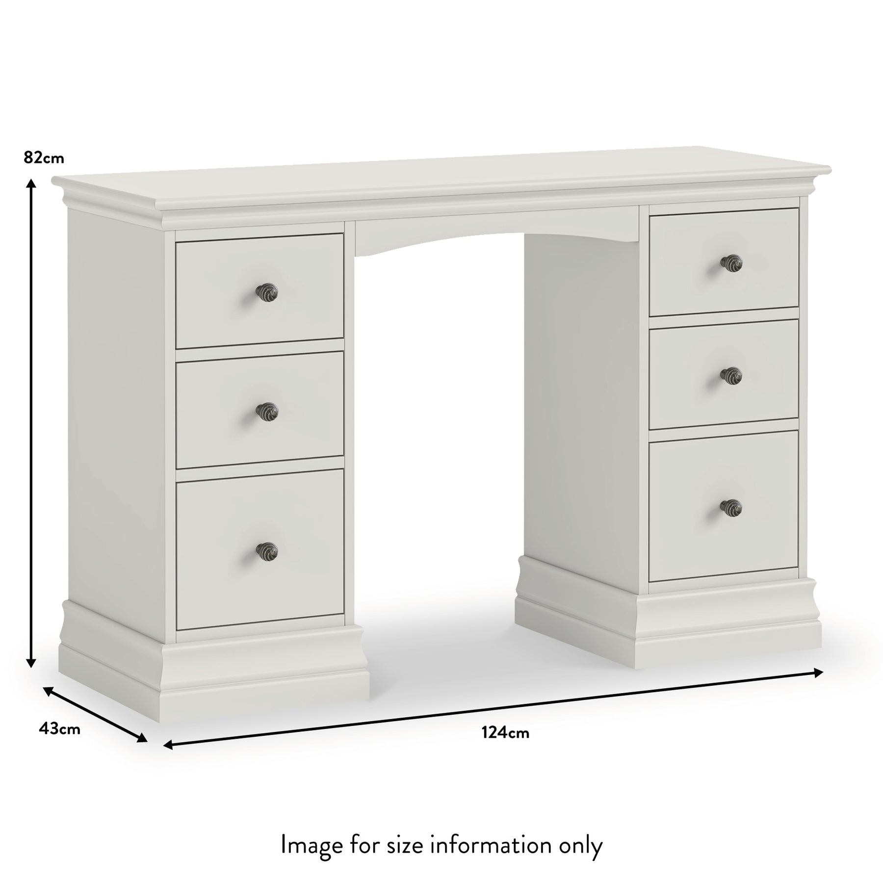 Porter Grey 6 Drawer Storage Dressing Table dimensions
