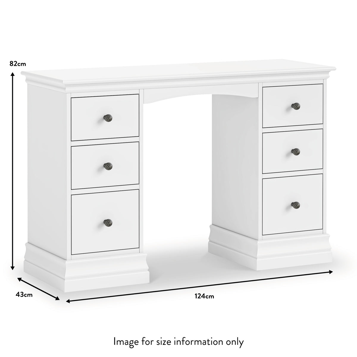 Porter White 6 Drawer Storage Dressing Table dimensions
