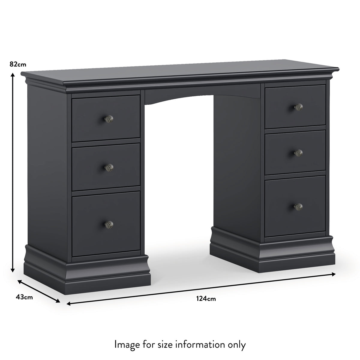 Porter Charcoal 6 Drawer Storage Dressing Table dimensions