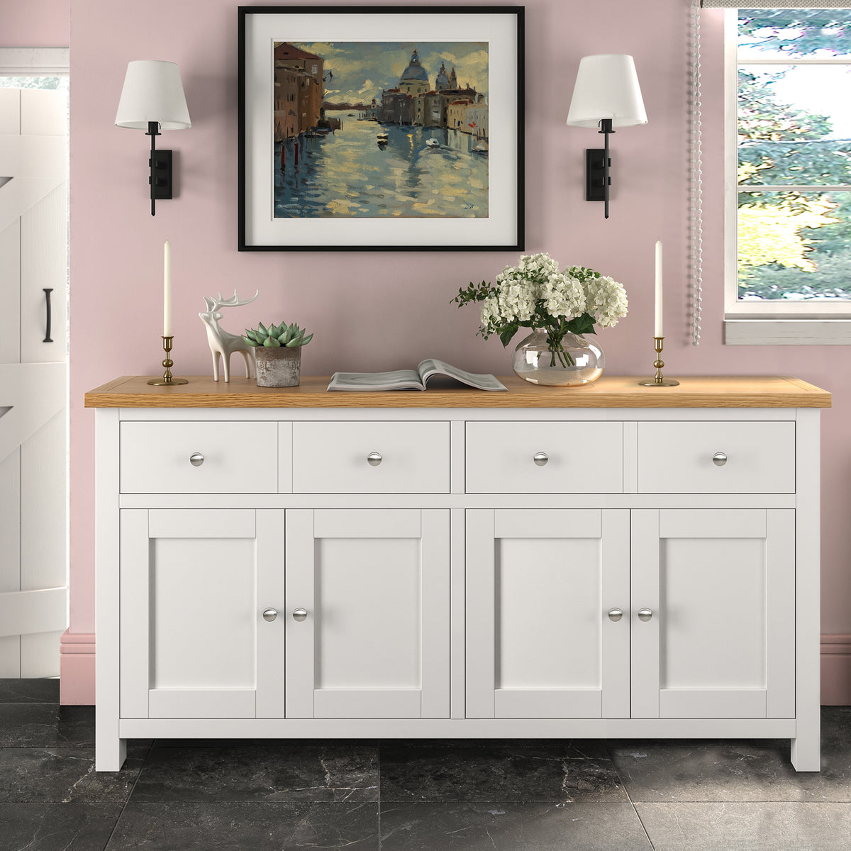 Farrow White Extra Large Sideboard Cabinet for living room