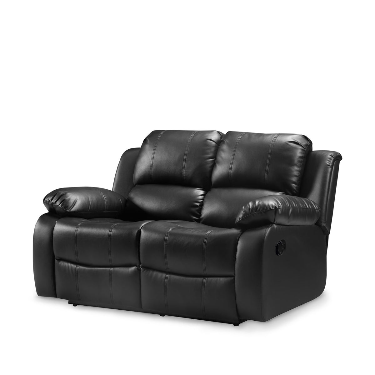 Valencia Black 2 Seater Reclining Air Leather Sofa - Side view