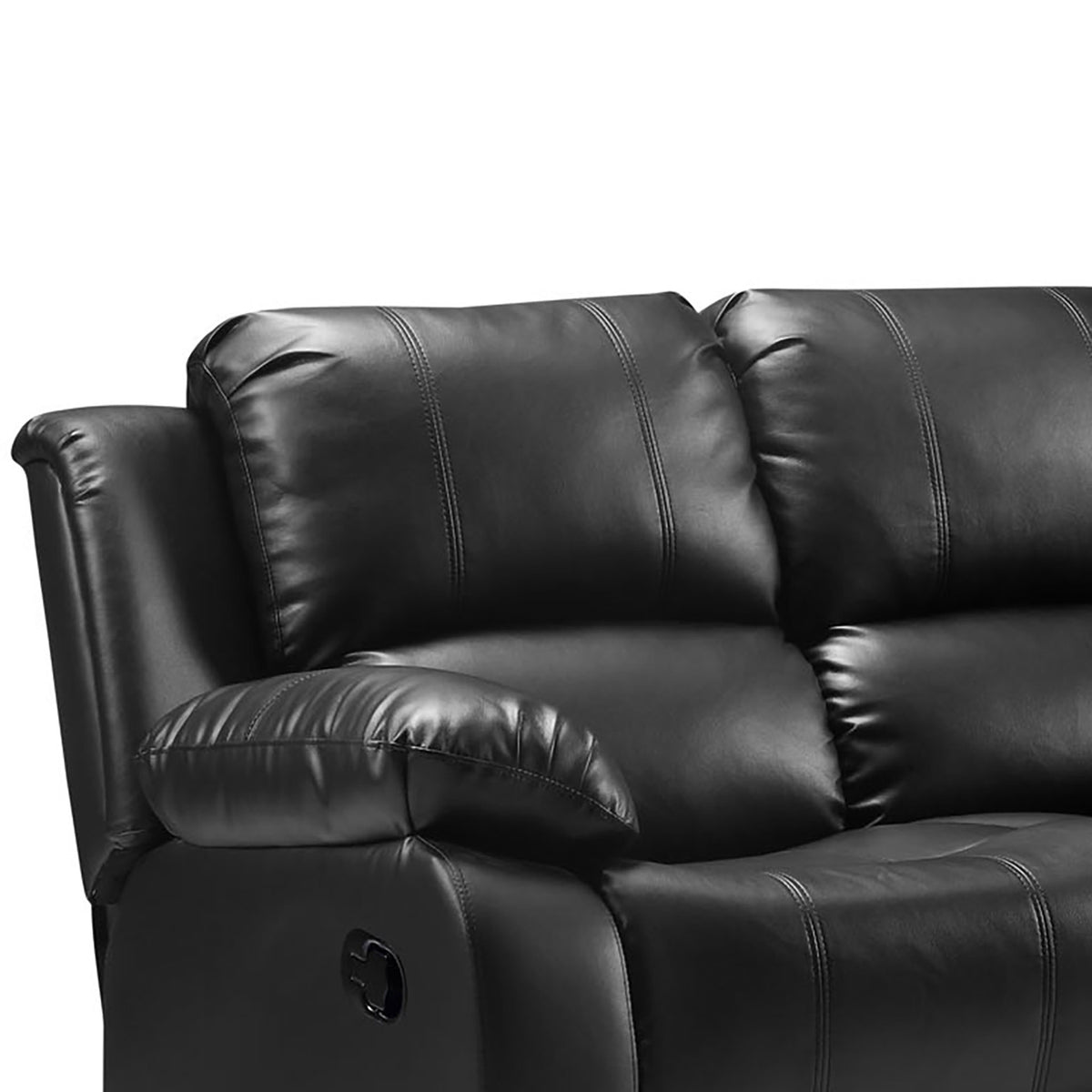 Valencia Black 2 Seater Reclining Air Leather Sofa - Close up of back