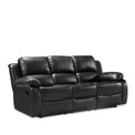 Valencia Black 3 Seater Reclining Air Leather Sofa by Roseland Furniture