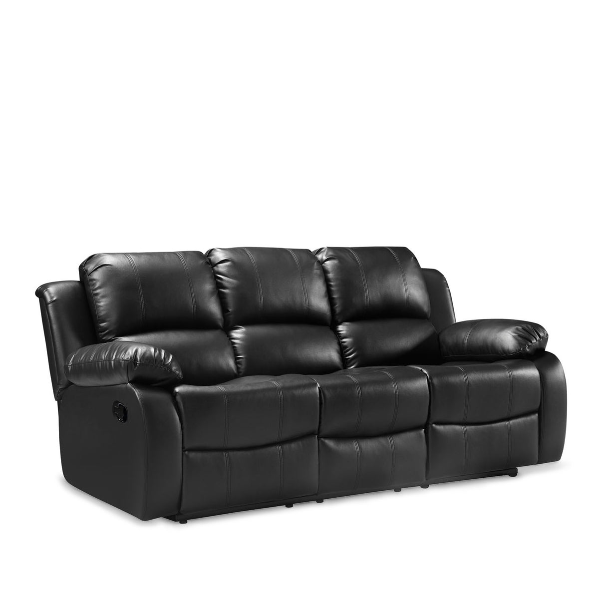 Valencia Black 3 Seater Reclining Air Leather Sofa by Roseland Furniture