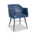 Aitor Blue Leather Armchair with Pleated Back from Roseland Furniture