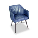 Aitor Blue Leather Armchair with Pleated Back from Roseland Furniture