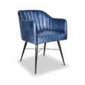 Aitor Blue Leather Carver Chair with Pleated Back from Roseland Furniture