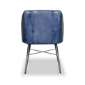 Aitor Blue Leather Armchair with Pleated Back from Roseland Furniture