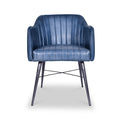 Aitor Blue Leather Carver Dining Chair with Pleated Back from Roseland Furniture
