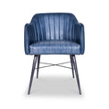 Aitor Blue Leather Carver Dining Chair with Pleated Back from Roseland Furniture