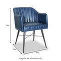 Aitor Blue Leather Armchair with Pleated Back dimensions