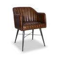 Aitor Brown Leather Armchair with Pleated Back from Roseland Furniture