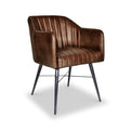 Aitor Brown Leather Carver Dining Chair with Pleated Back from Roseland Furniture