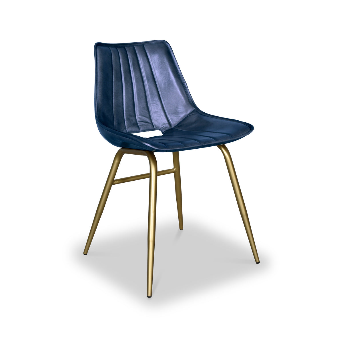 Torquil Blue Leather Pleated Back Dining Chair from Roseland