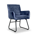 Leota Blue Leather Armchair with Pleated Back from Roseland Furniture