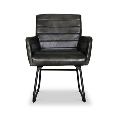 Leota Leather Armchair with Pleated Back