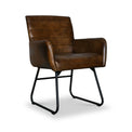 Leota Brown Leather Armchair with Pleated Back from Roseland Furniture