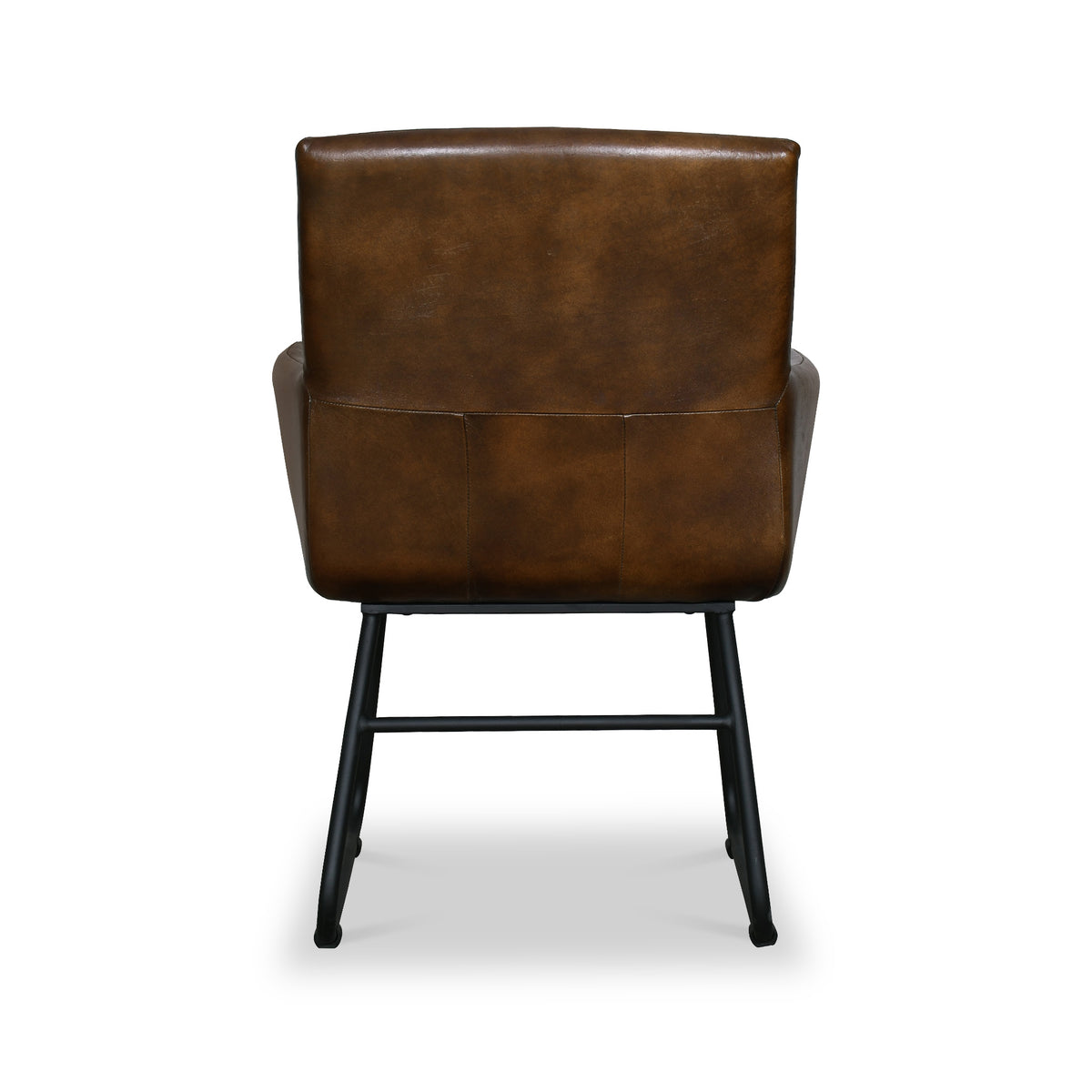 Leota Brown Leather Armchair with Pleated Back