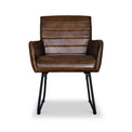 Leota Brown Leather Carver Dining Chair with Pleated Back