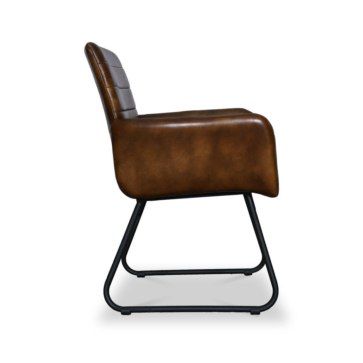 Leota Brown Leather Armchair with Pleated Back