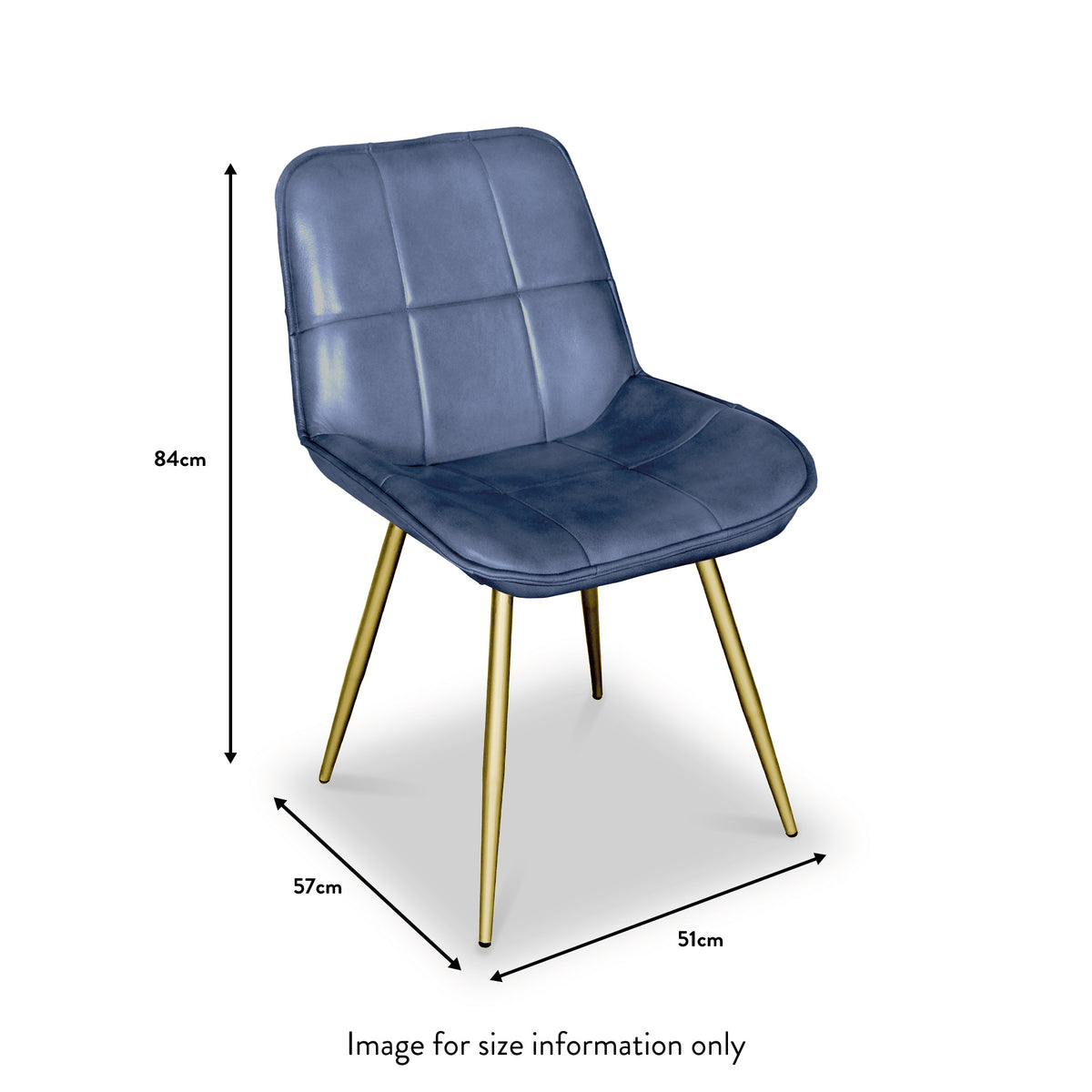Danica Blue Buffalo Leather Dining Chair dimensions
