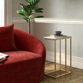 Elissa White Marble Side Table with Gold Leg