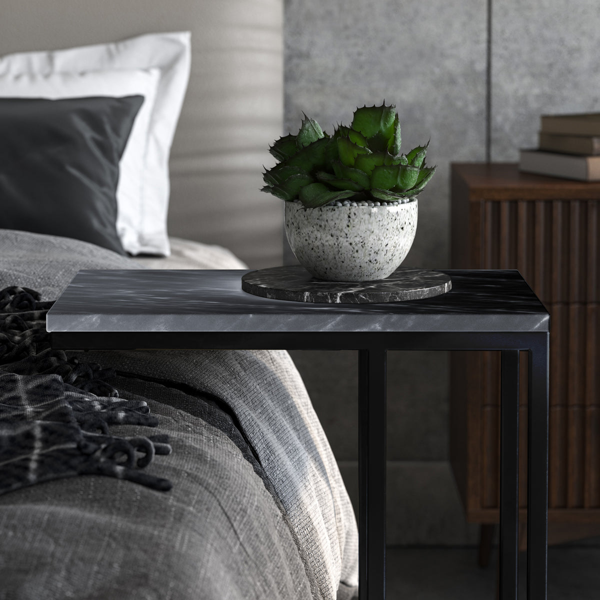 Elissa Marble Side Table with Black Leg