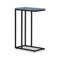 Elissa Grey Blue Marble Side Table with Black Leg from Roseland Furniture