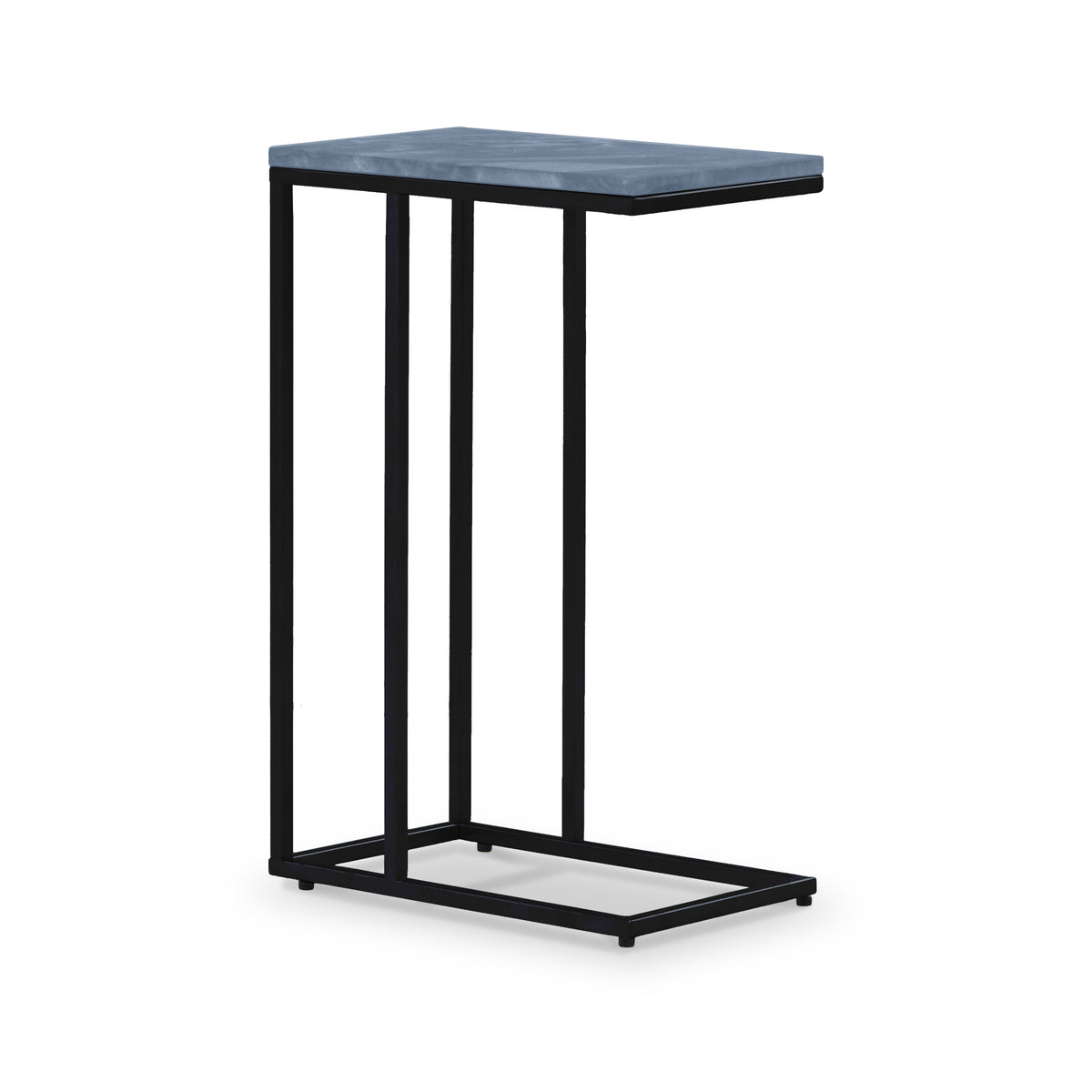 Elissa Grey Blue Marble Side Table with Black Leg from Roseland Furniture
