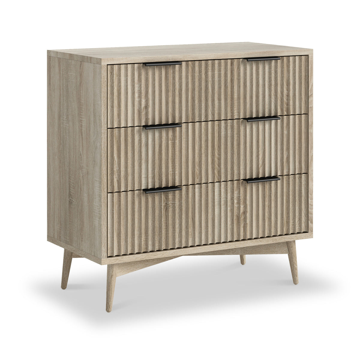 Jakob Oak 3 Drawer Grooved Chest from Roseland Furniture