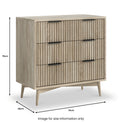 Jakob Oak 3 Drawer Grooved Chest dimensions