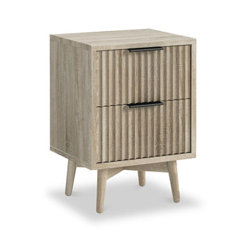 Jakob Oak Narrow 2 Drawer Grooved Bedside
