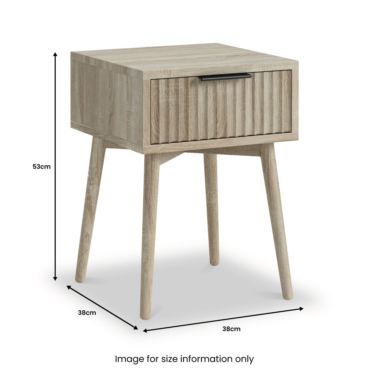 Jakob Oak 1 Drawer Grooved Side Table dimensions