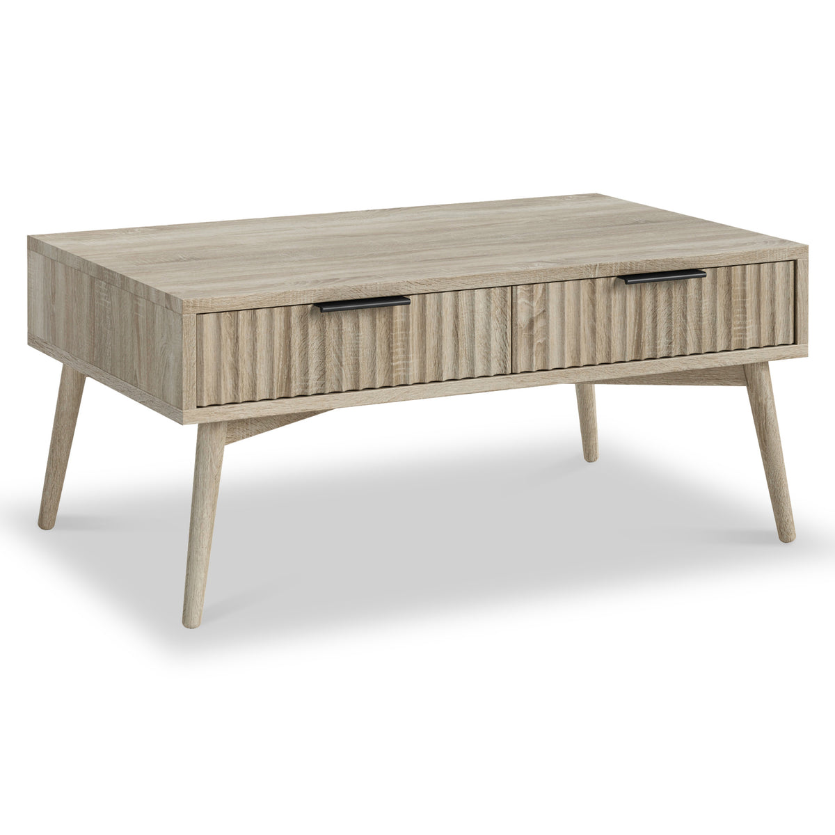 Jakob Oak 2 Drawer Grooved Coffee Table from Roseland Furniture