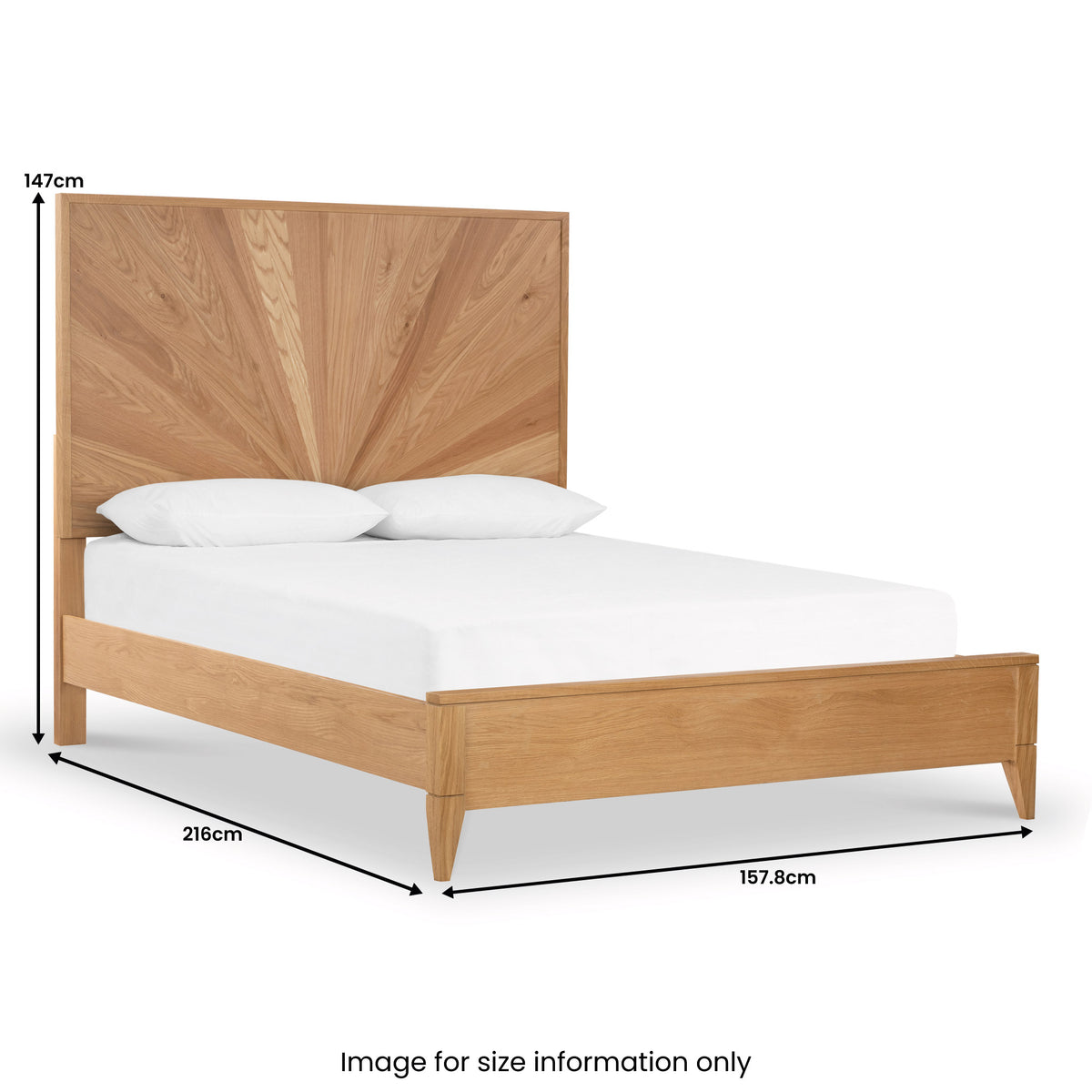 Sunburst Oak King Bed Frame dimensions