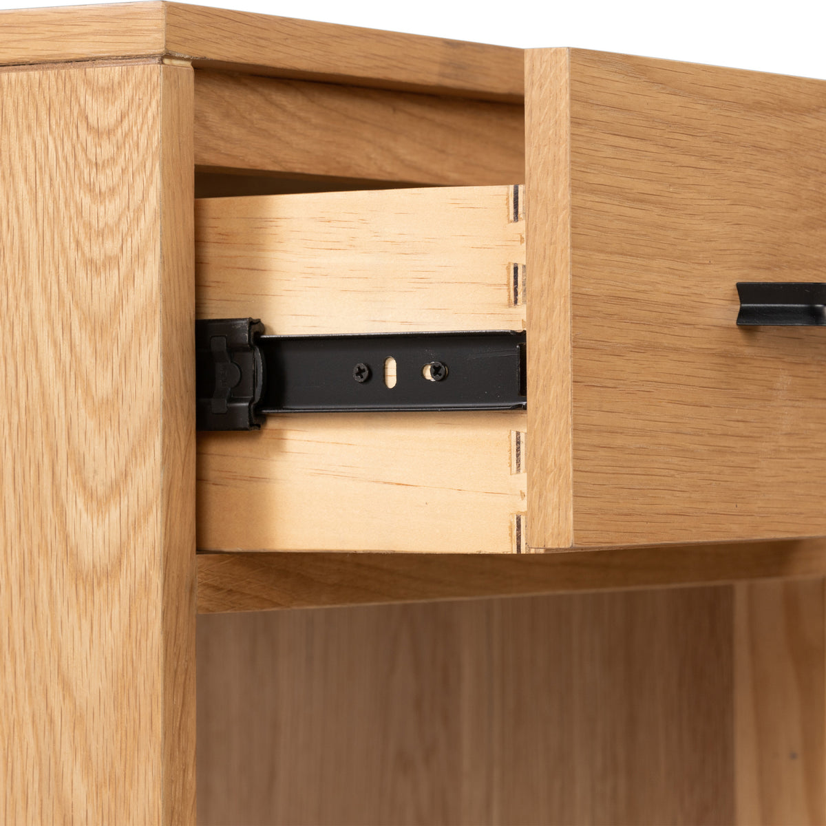 Sunburst Oak 1 Drawer Open Shelf Bedside Table | Roseland