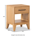 Sunburst Oak 1 Drawer Open Shelf Bedside Table dimensions