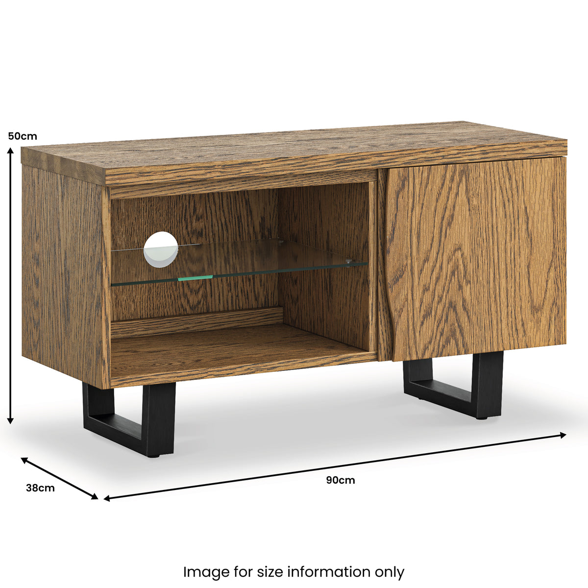 Isaac Oak 90cm Small TV Stand dimensions