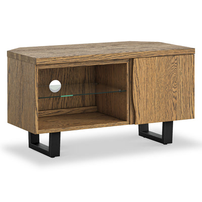 Isaac Oak 90cm Corner TV Stand