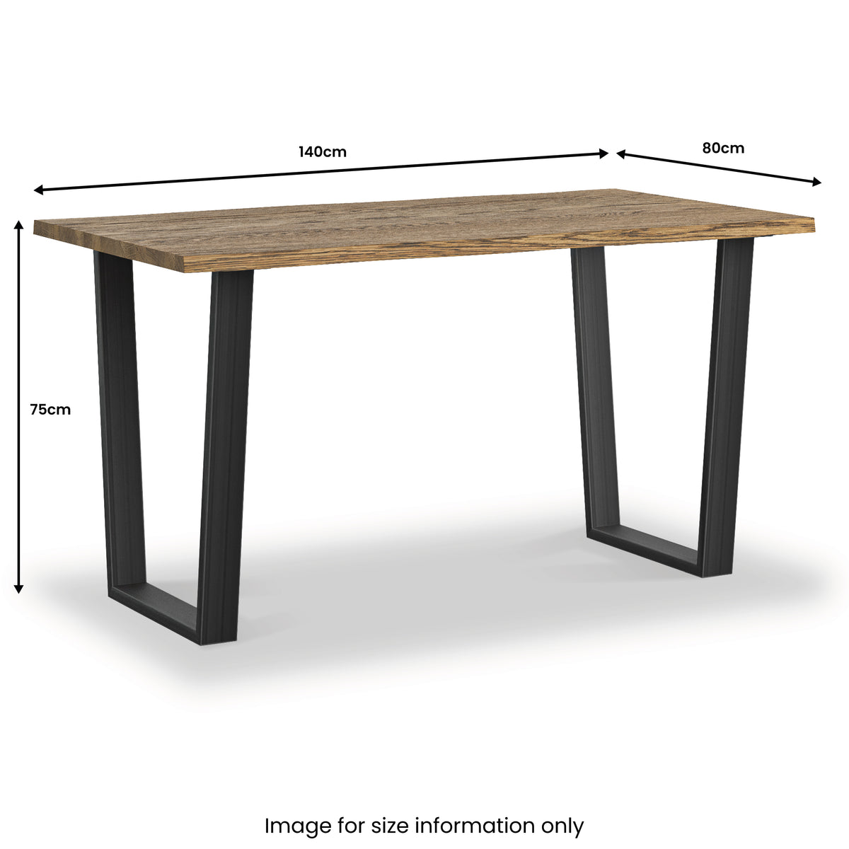 Isaac Oak 140cm Dining Table with Industrial Metal Legs | Roseland