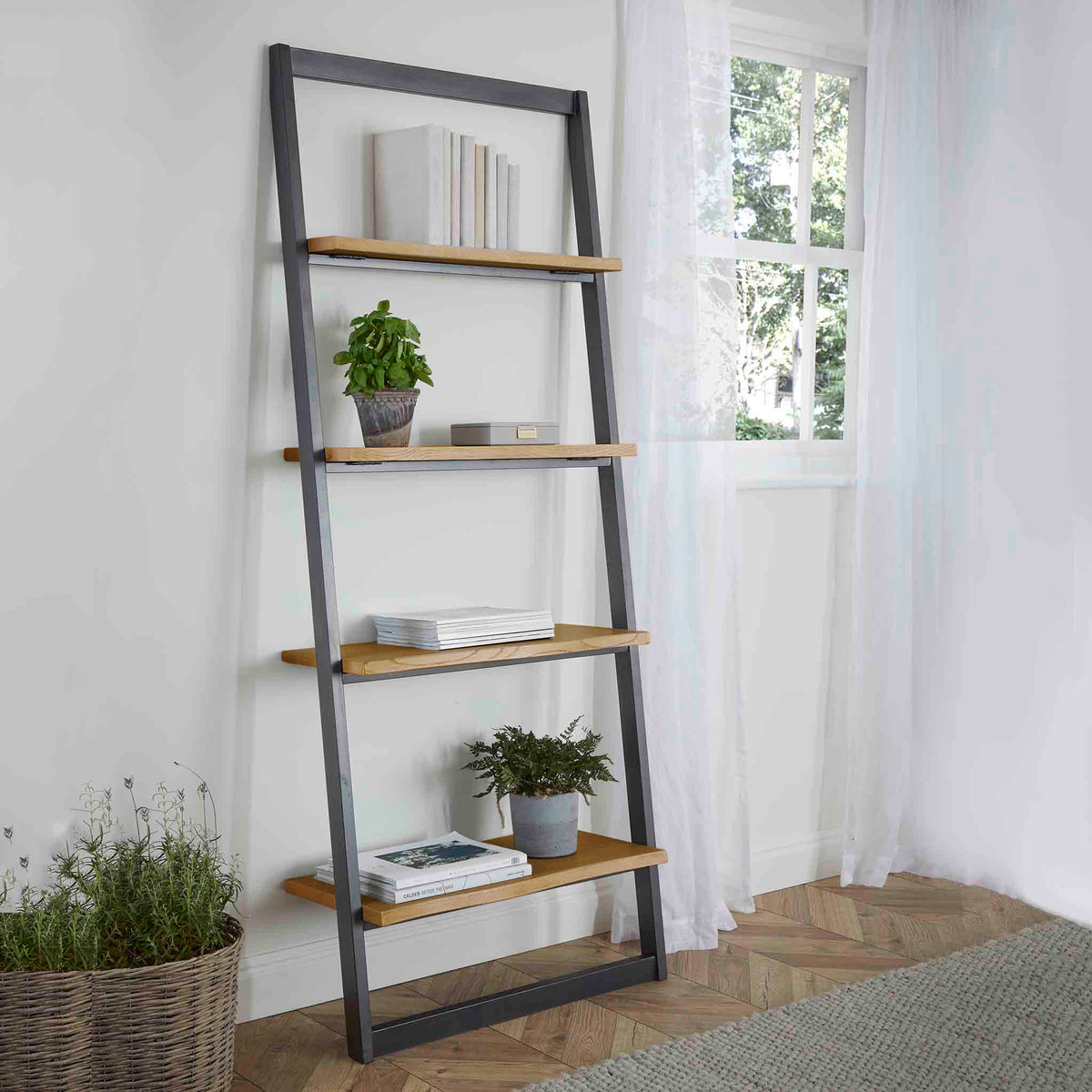 Isaac Oak Ladder Bookcase from Roseland Furniture