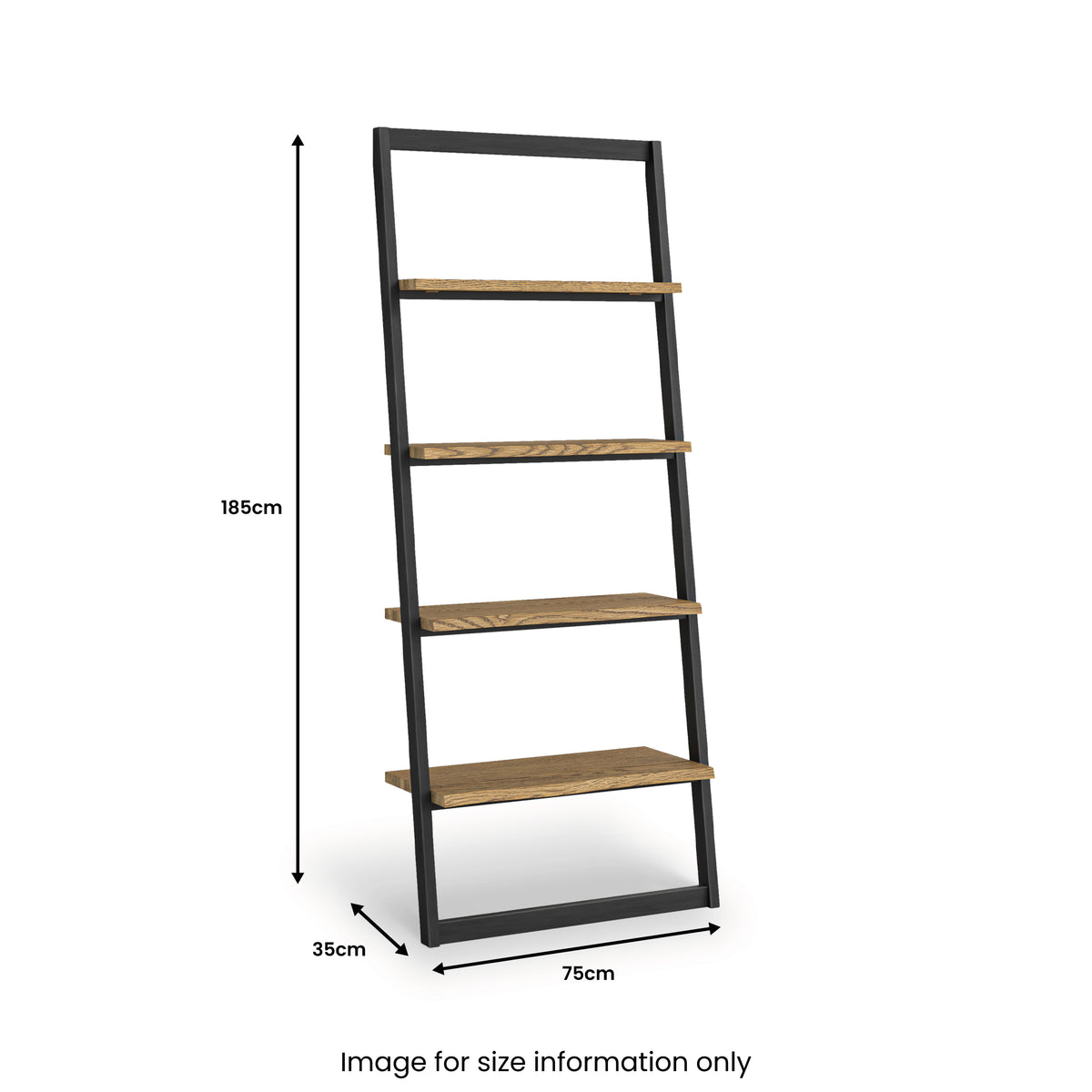 Isaac Oak Ladder Bookcase dimensions
