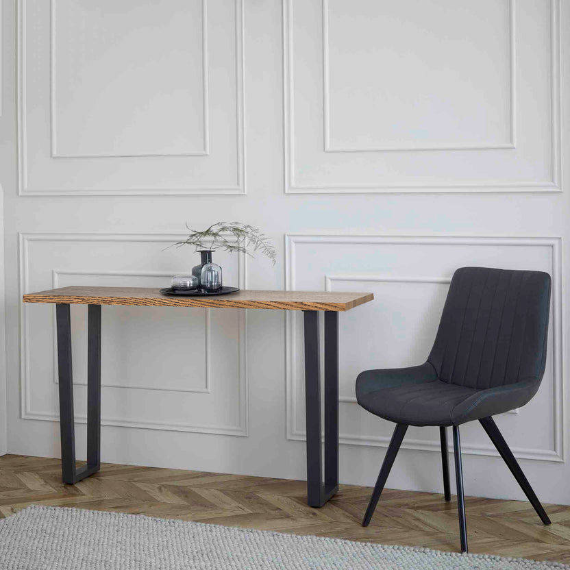 Isaac Oak Hallway Console Table w/ Industrial Metal Legs Roseland