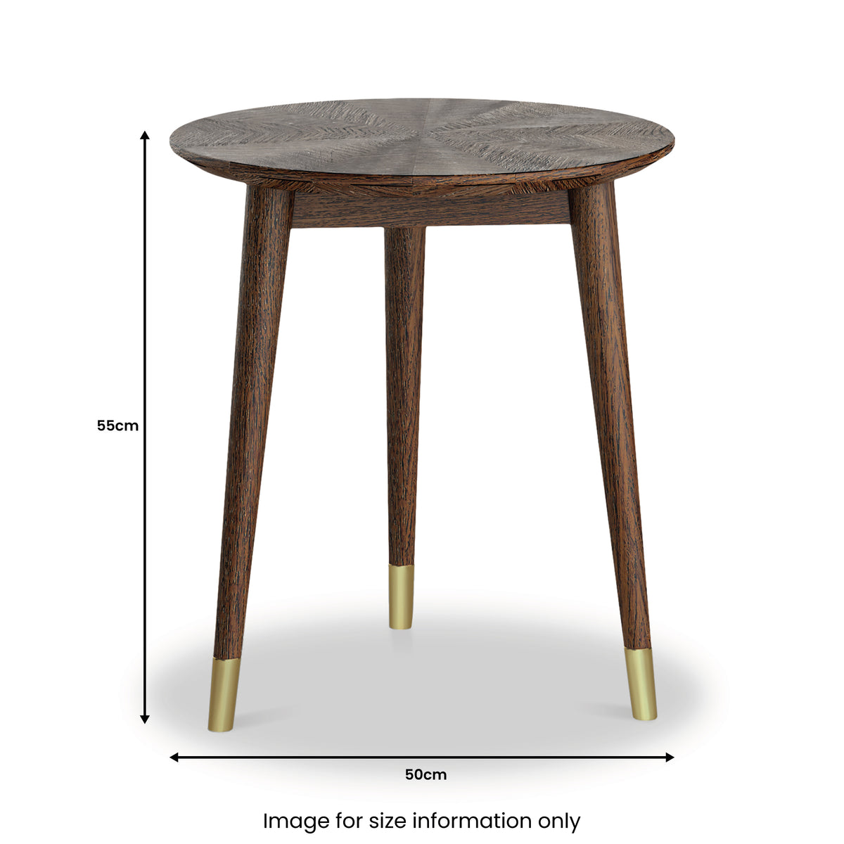 Moira Oak Round Side Table dimensions
