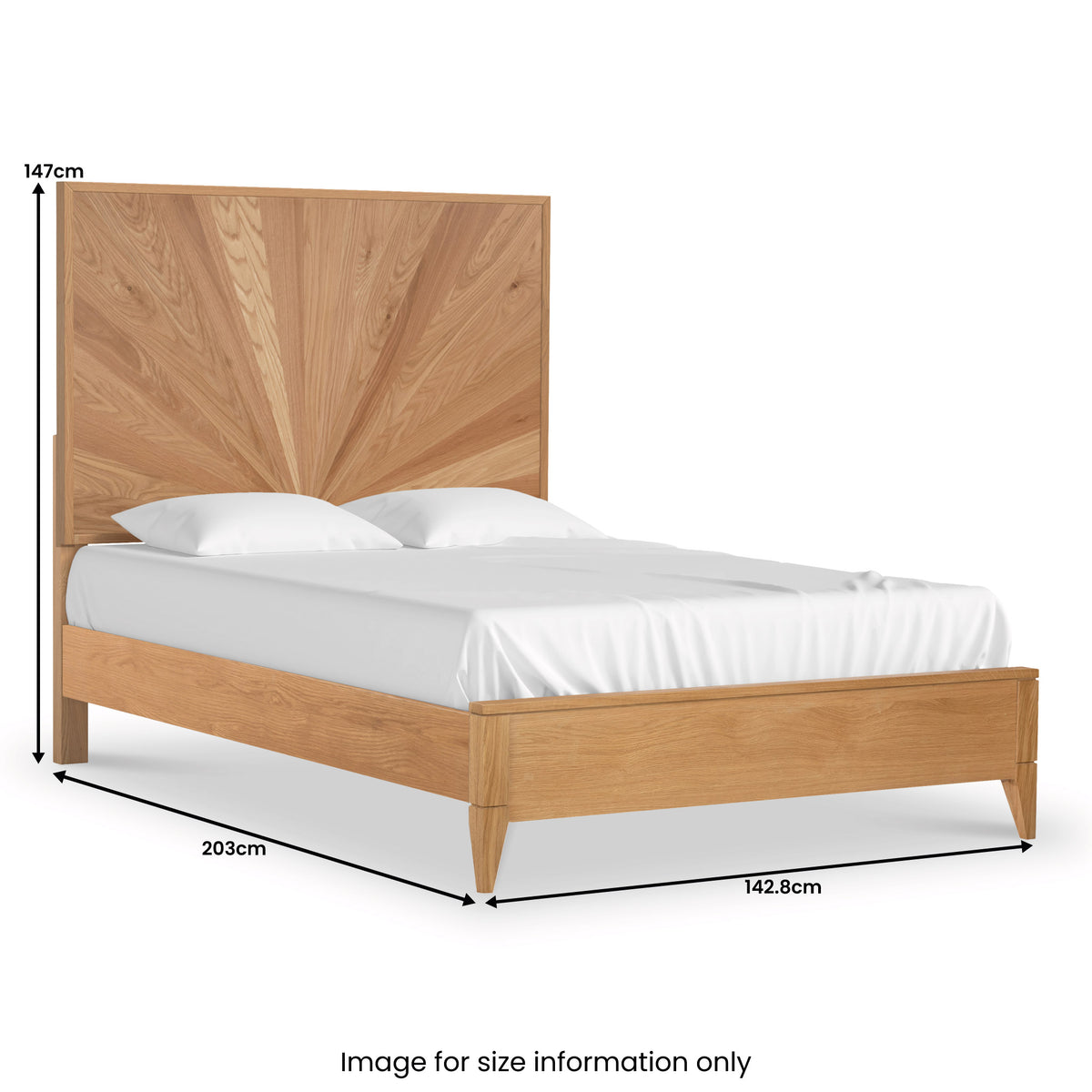 Sunburst Oak Double Bed Frame dimensions