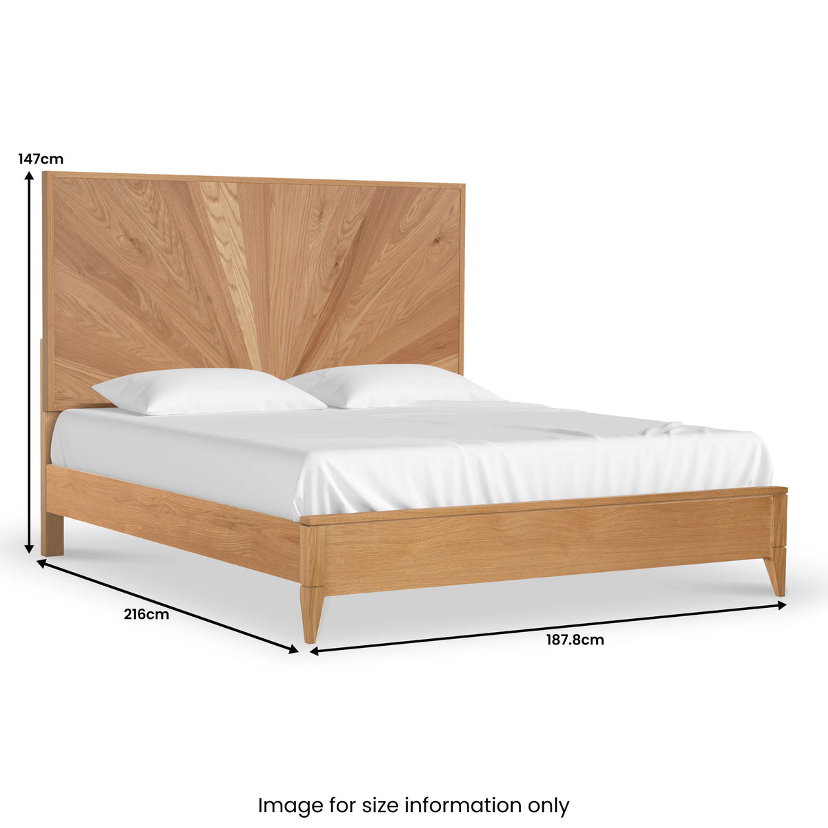 Sunburst Oak Super King Bed Frame dimensions