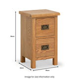 Surrey Slim Oak Bedside Table dimensions