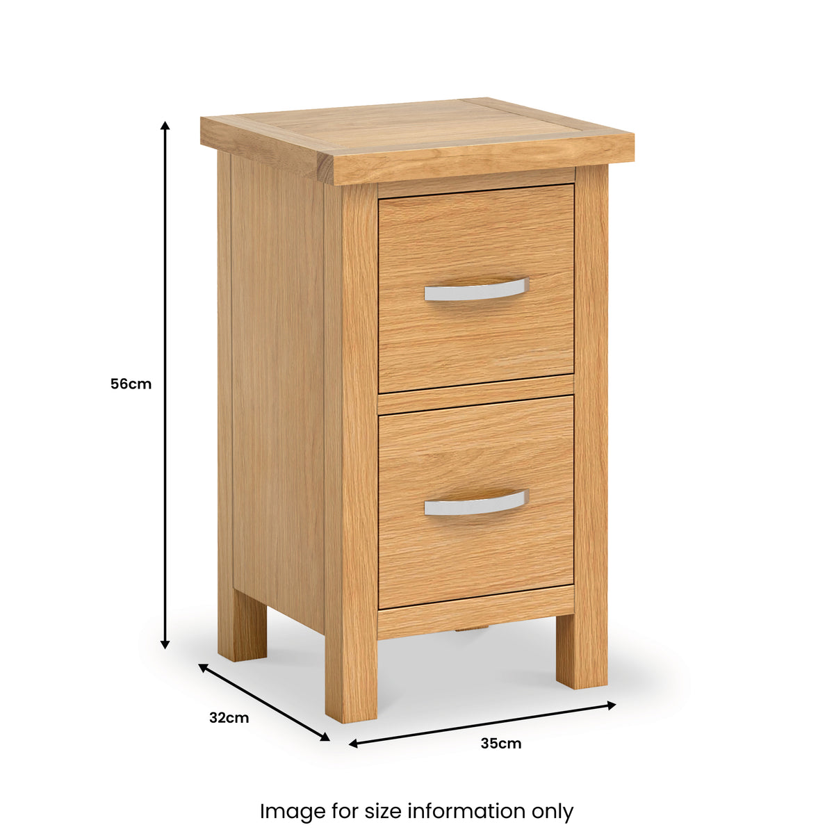 London Oak Slim Bedside Table dimensions