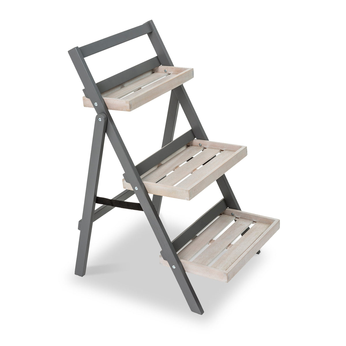Grigio Grey FSC Wooden Folding Pot Shelf from Roseland