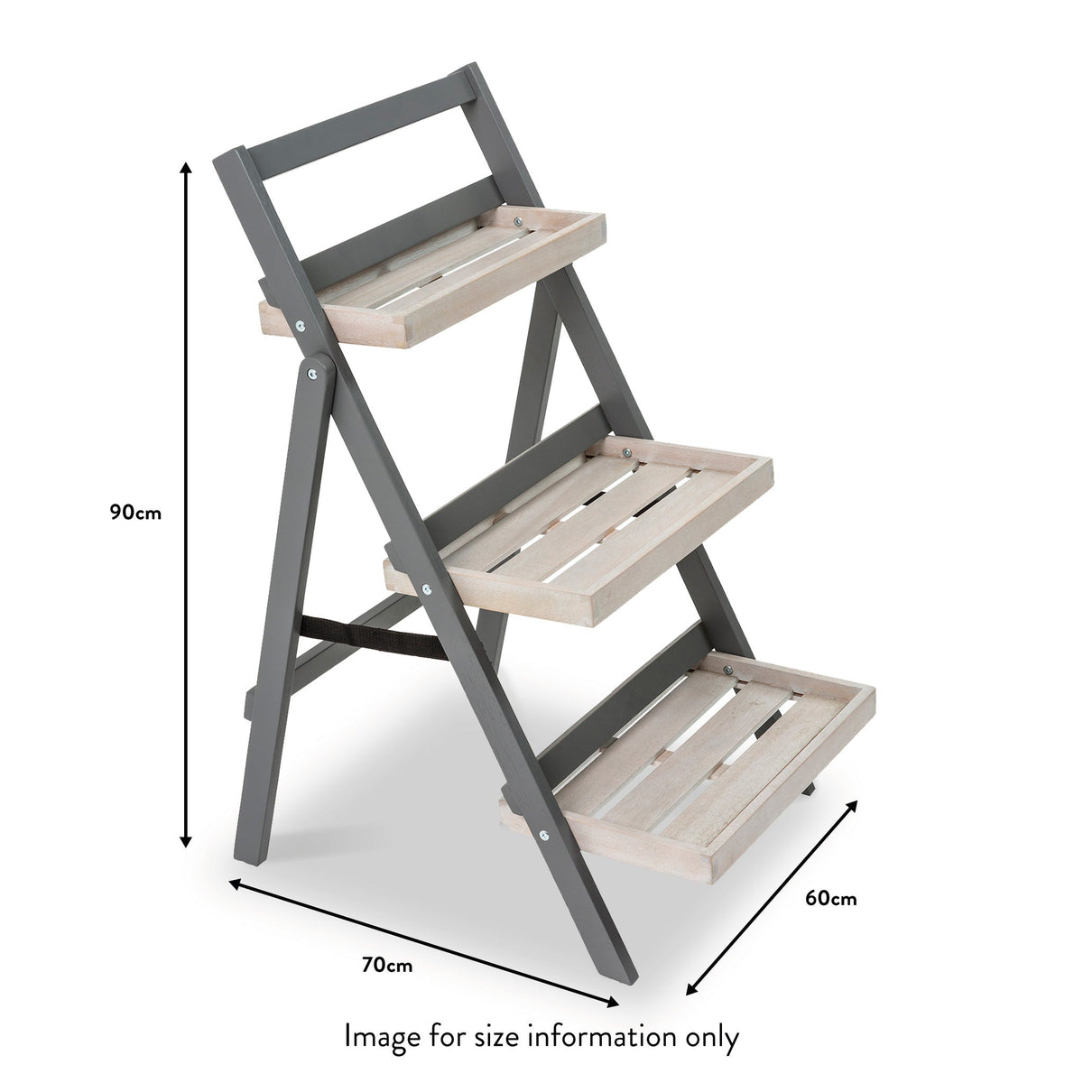 Grigio Grey FSC Wooden Folding Pot Shelf dimensions